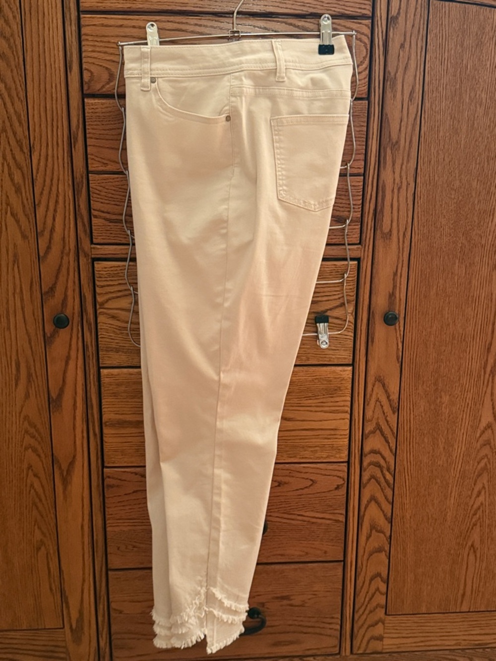 CHARLIE B Cream Fringe Hem Ankle Jeans